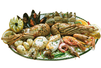 Selection of Grilled seafood
